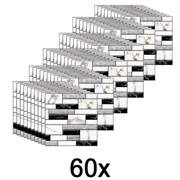6x 3D muurstickers met een marmerlook (10 stuks) | MARBLEBLOCKS