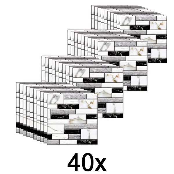 4x 3D muurstickers met een marmerlook (10 stuks) | MARBLEBLOCKS